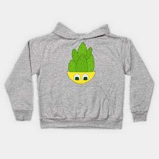 Cute Cactus Design #126: Cute Cacti Bunch In A Bowl With Onigiri Kids Hoodie